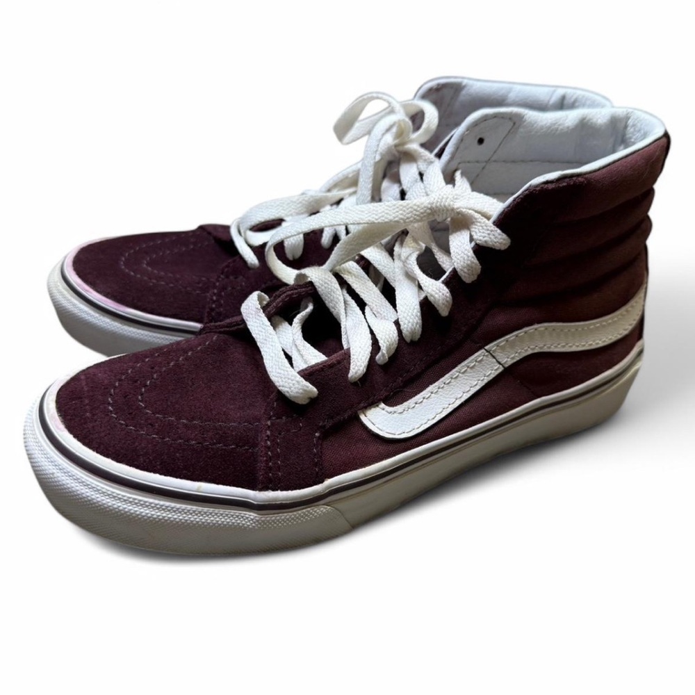 Vans Off the Wall Old Skool SK8 Hi Top Sneaker Shoe Maroon Burgundy Womens 6.5